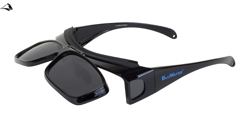 Очки поляризационные BluWater Flip-IT Polarized (gray) черные 4ФЛИП-20П фото