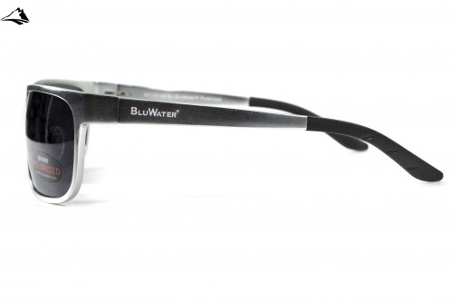 Очки поляризационные BluWater Alumination-2 Silver Polarized (gray) черные в серебристой оправе 4АЛЮМ2-С20П фото