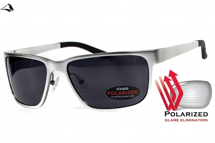 Очки поляризационные BluWater Alumination-2 Silver Polarized (gray) черные в серебристой оправе 4АЛЮМ2-С20П фото