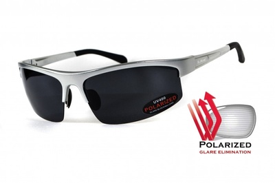Очки поляризационные BluWater Alumination-5 Silver Polarized (gray) черные в серебристой оправе 4АЛЮМ5-С20П фото