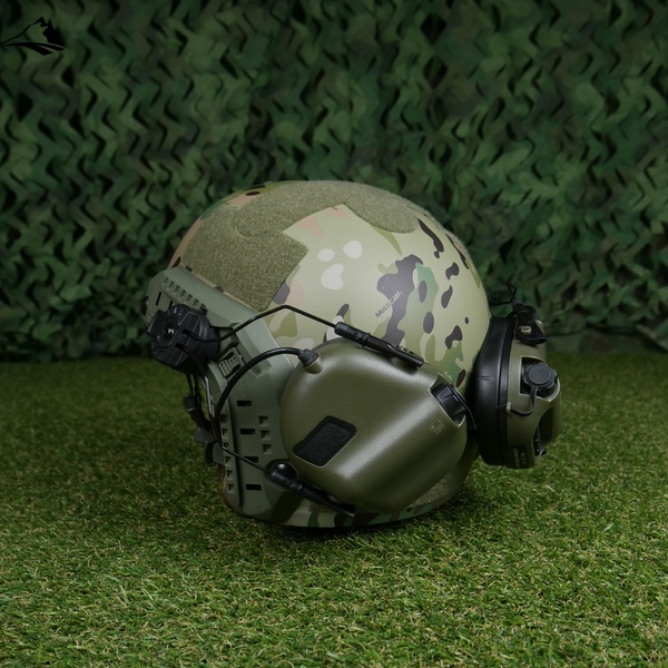 Комплект Тактический Баллистический Шлем Каска Fast с Наушниками M32 и Креплением Чебурашки, мультицвет, универсальный 16111 фото