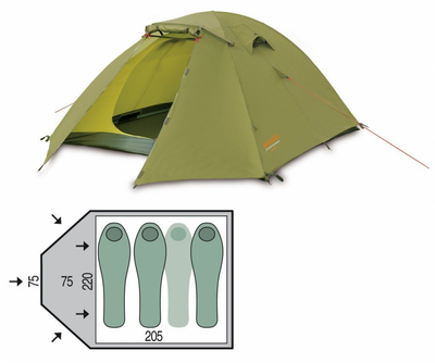 Палатка трехместная Pinguin BORA 3, оливковая, трехместная SS9545 фото