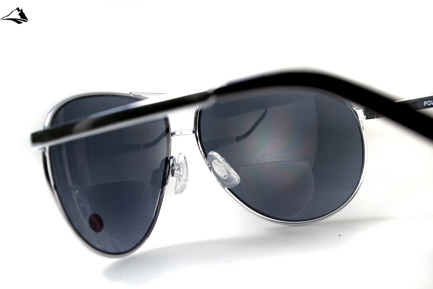 Очки бифокальные (защитные) Global Vision Aviator Bifocal (+2.5) (gray), черные бифокальные линзы в металлической оправе 1АВИБИФ-Д2.5 фото