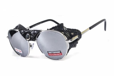Очки защитные Global Vision Aviator-5 (silver mirror) зеркальные черные, со съемным уплотнителем из синтетической "кожи" 1АВИА5-70 фото