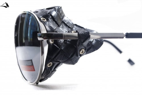 Окуляри захисні Global Vision Aviator-5 (silver mirror) дзеркальні чорні, зі з'ємним ущільнювачем із синтетичної "шкіри" 1АВИА5-70 фото