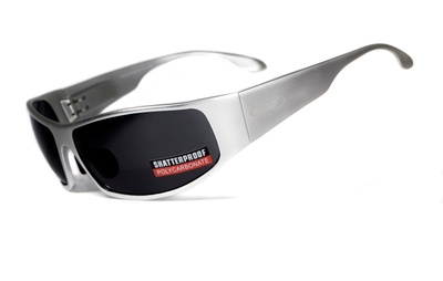 Очки защитные Global Vision BAD-ASS-1 Silver (gray) черные в металлической оправе 1БЕД1-СМ20 фото