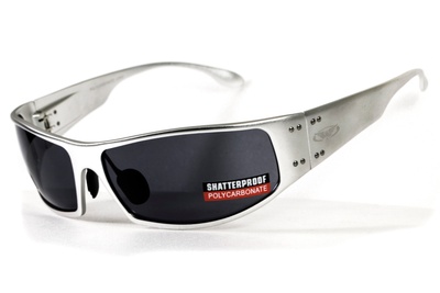 Окуляри захисні Global Vision Bad-Ass-2 Silver (gray), сірі в сріблястій металевій оправі 1БЕД2-СМ20 фото