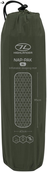 Килимок надувний Highlander Nap-Pak Inflatable Sleeping Mat XL 5 cm Olive (AIR073-OG) SVA930483 фото
