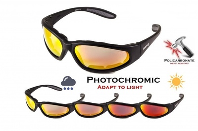 Очки фотохромные (защитные) Global Vision Hercules-1 PLUS Photochromic (G-tech™ red) Anti-Fog, фотохромные зеркальные красные 1ГЕР124-91П фото