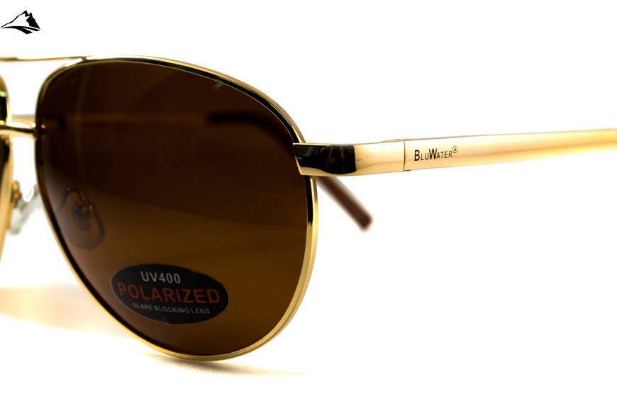 Окуляри поляризаційні BluWater AirForce Gold Polarized (brown), коричневі лінзи в золотистій оправі 4ЭИРФ-ЗМ50П фото