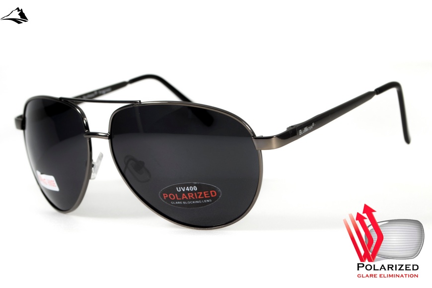 Окуляри поляризаційні BluWater AirForce GunMetal Polarized (gray), чорні лінзи в металевій оправі сырого кольору 4ЭИРФ-ГМ20П фото