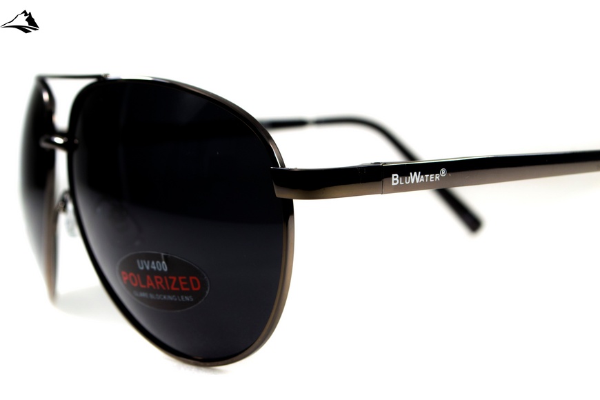 Окуляри поляризаційні BluWater AirForce GunMetal Polarized (gray), чорні лінзи в металевій оправі сырого кольору 4ЭИРФ-ГМ20П фото