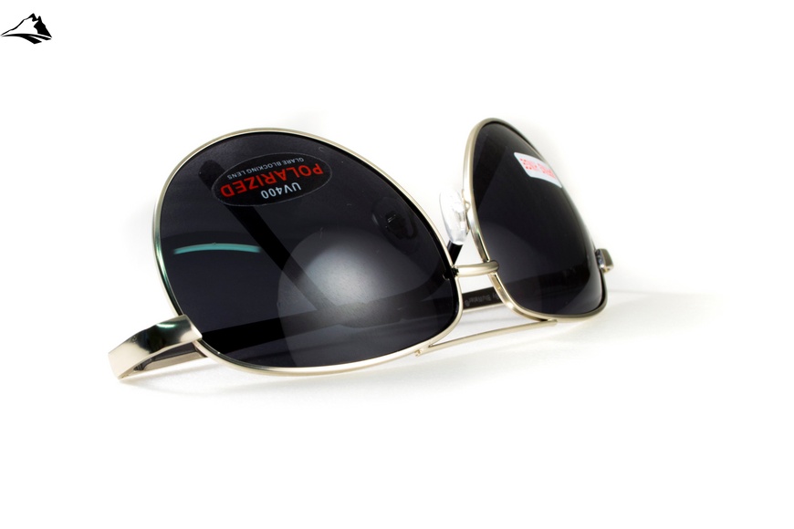 Окуляри поляризаційні BluWater AirForce Silver Polarized (gray), чорні лінзи в металевій оправі 4ЭИРФ-СМ50П фото