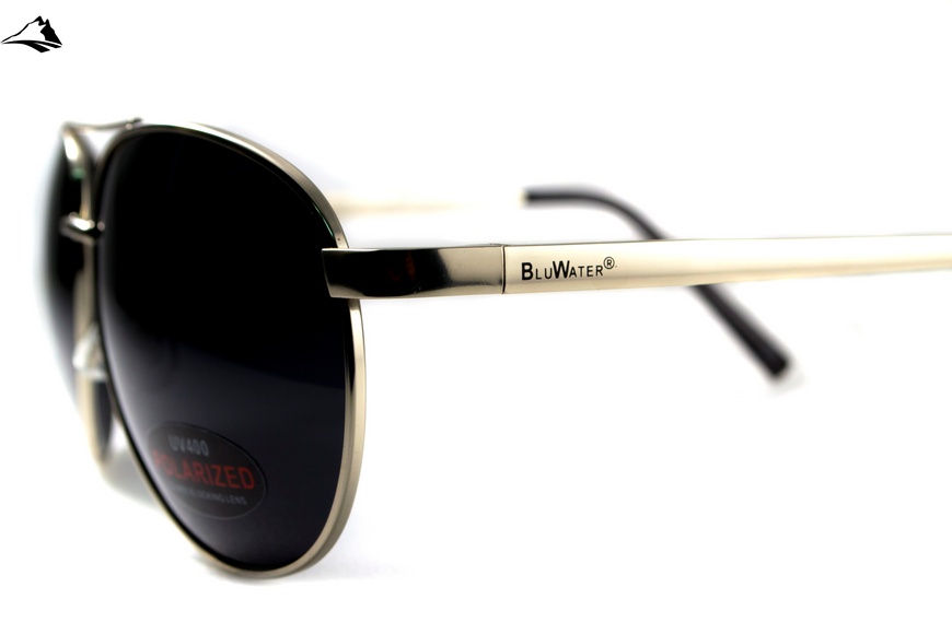 Окуляри поляризаційні BluWater AirForce Silver Polarized (gray), чорні лінзи в металевій оправі 4ЭИРФ-СМ50П фото