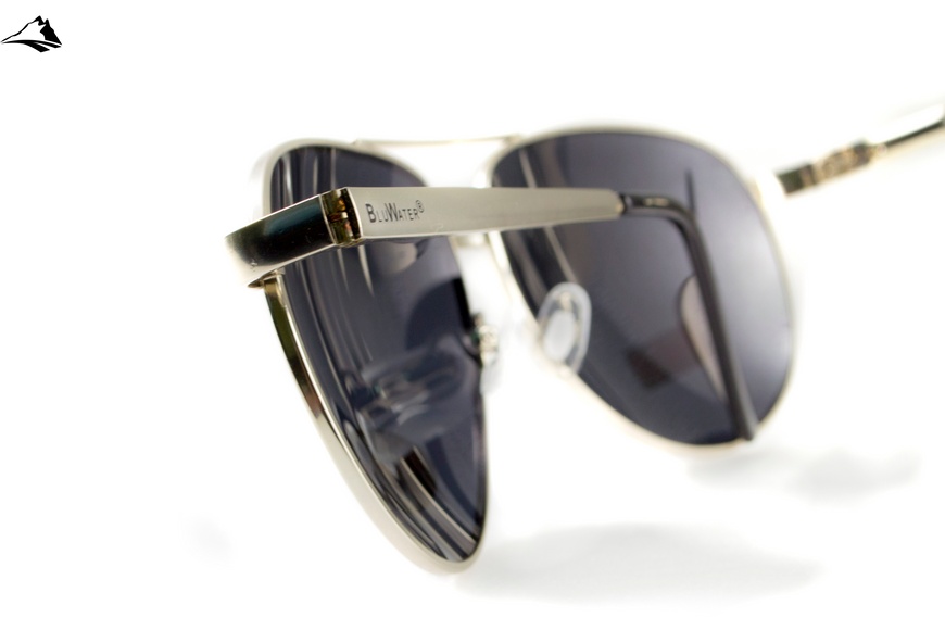 Окуляри поляризаційні BluWater AirForce Silver Polarized (gray), чорні лінзи в металевій оправі 4ЭИРФ-СМ50П фото