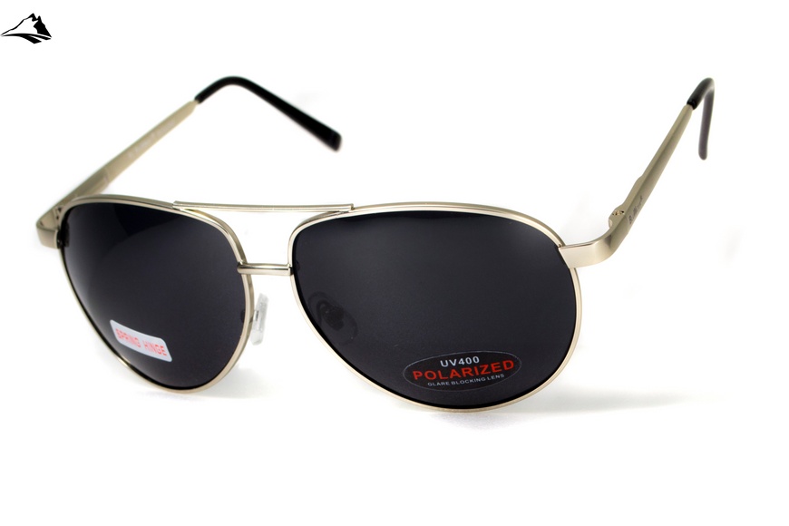 Окуляри поляризаційні BluWater AirForce Silver Polarized (gray), чорні лінзи в металевій оправі 4ЭИРФ-СМ50П фото