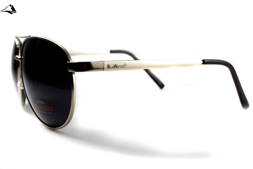 Окуляри поляризаційні BluWater AirForce Silver Polarized (gray), чорні лінзи в металевій оправі 4ЭИРФ-СМ50П фото