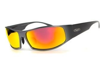 Окуляри захисні Global Vision BAD-ASS-1 GunMetal (G-Tech&trade; red) дзеркальні червоні в темній металевій оправі 1БЕД1-ГМ91 фото