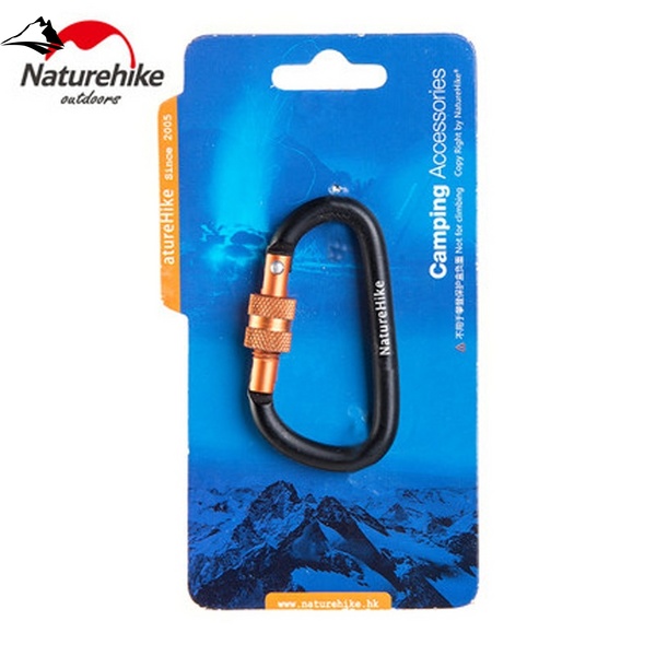 Карабін з муфтою Naturehike D-type 60 мм NH15A005-H black VG6927595717400 фото