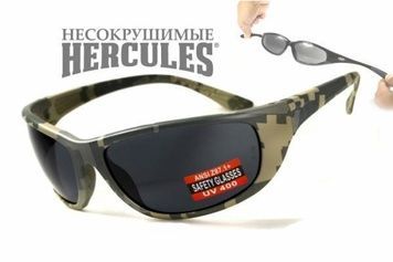 Окуляри захисні Global Vision Hercules-6 Digital Camo (gray) чорні в камуфльованій оправі 1ГЕР6-К20 фото