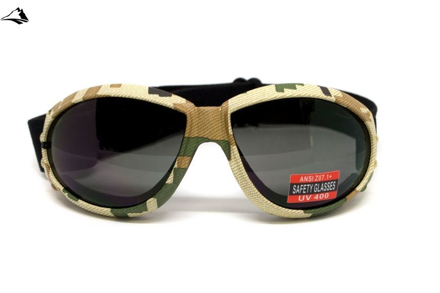 Окуляри захисні з ущільнювачем Global Vision Eliminator Camo Pixel (gray), сірі в камуфльованій оправі GV-ELIMCD-GR фото