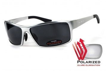 Окуляри поляризаційні BluWater Alumination-1 Silver Polarized (gray) чорні, в сріблястій оправі 4АЛЮМ1-С20П фото
