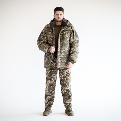 Зимний комплект: Бушлат тактичний на флісі (плащівка) + Тактичні штани на флісі, 46, Піксель UAF1979653 фото