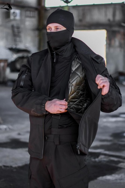 Зимова військова куртка Soft Shel (софтшел), S, Чорний FS1366939 фото