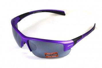 Окуляри захисні Global Vision Hercules-7 Purple (silver mirror) дзеркальні чорні у фіолетовій оправі 1ГЕР7-Ф70 фото
