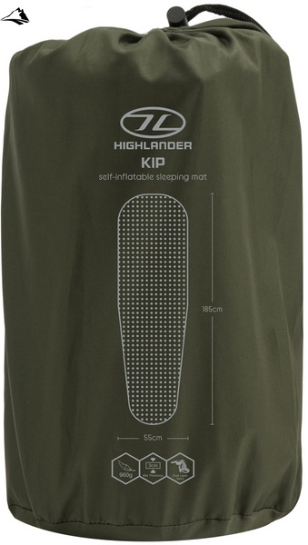 Килимок самонадувний Highlander Kip Self-inflatable Sleeping Mat 3 cm Olive (SM126-OG) SVA929795 фото