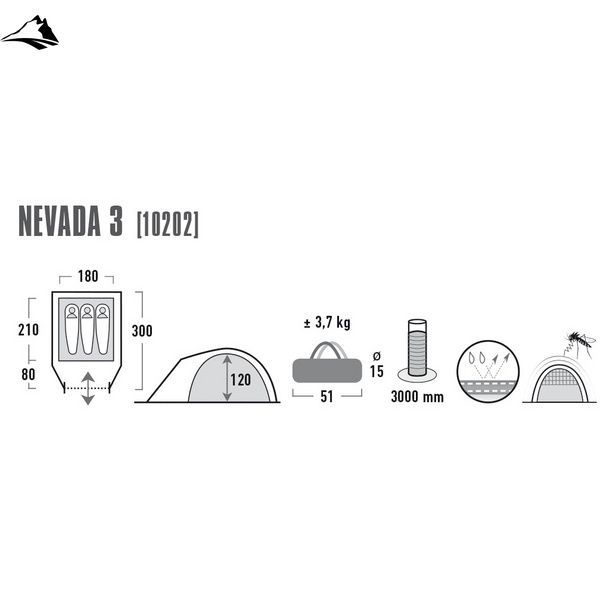 Намет тримісний High Peak Nevada 3 Dark Grey/Red (10202) SVA925389 фото
