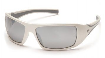 Окуляри захисні Pyramex Goliath White (silver mirror) дзеркальні чорні в білій оправі 2ГОЛИ-Б70 фото
