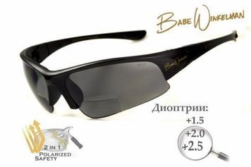 Окуляри біфокальні поляризаційні (захисні) BluWater Winkelman-1 polarized (+2.0 bifocal) (gray) (чорна біфокальна лінза з діоптріями) 4ВИН1БИФ-Д2.0 фото