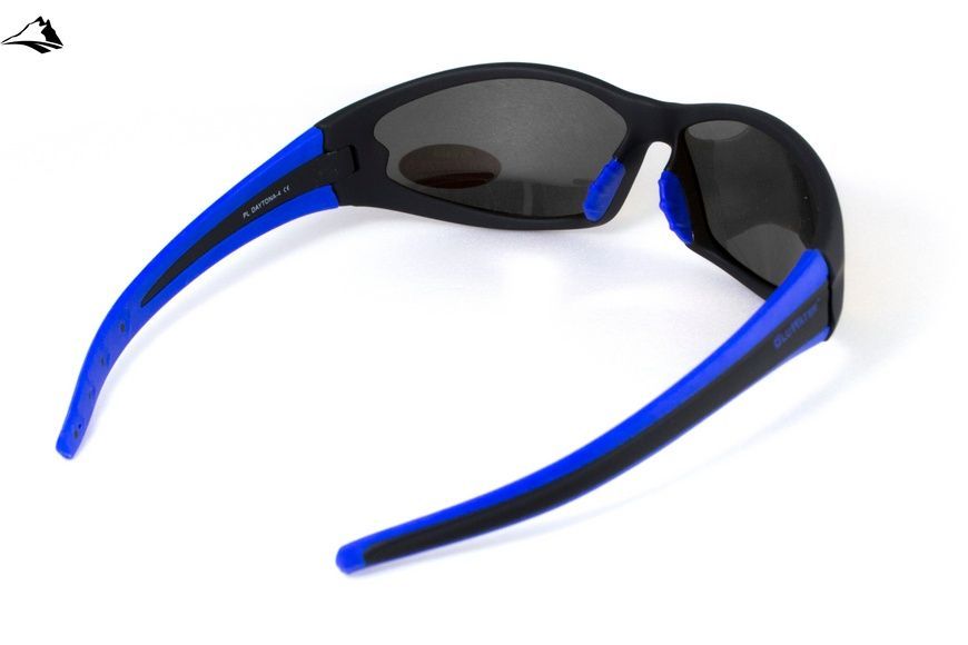 Окуляри поляризаційні BluWater Daytona-4 Polarized (gray) чорні з синіми дужками 4ДЕЙТ4-Г20П фото