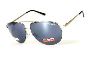 Окуляри захисні Global Vision Aviator-4 (silver mirror), чорні дзеркальні лінзи 1АВИА4-70 фото
