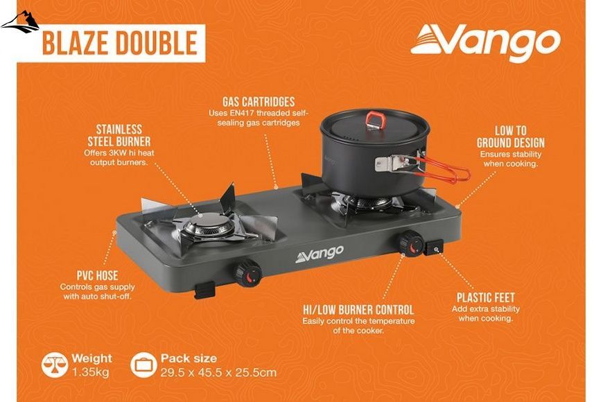 Портативна газова плитка Vango Blaze Double Grey (ACPBLAZE G10A81) SVA929688 фото
