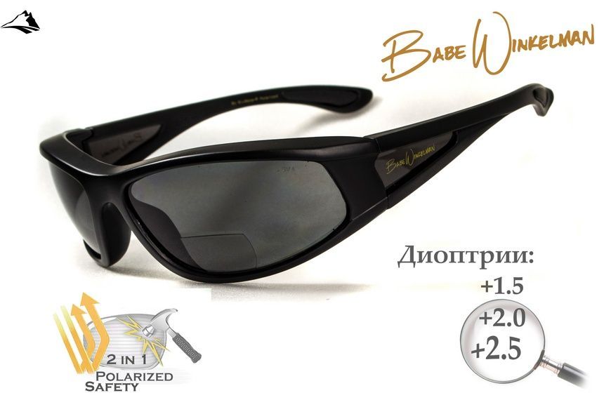 Окуляри біфокальні поляризаційні (захисні) BluWater Winkelman-2 polarized (+2.5 bifocal), (gray) чорні 4ВИН2БИФ-Д2.5 фото